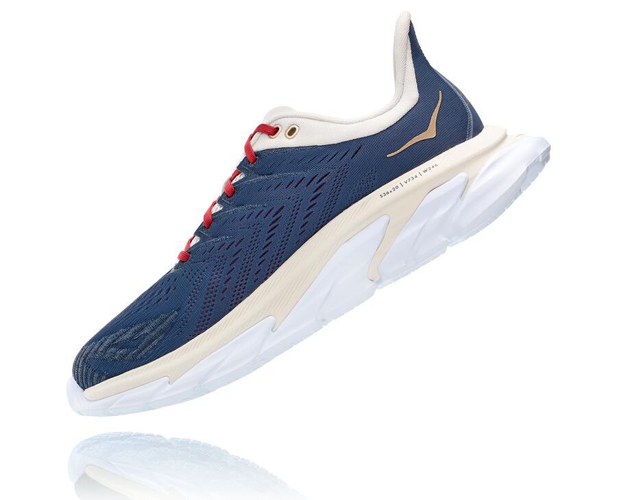 Hoka One One Running Shoes Mens Blue/White - Clifton Edge - 19370YHEP